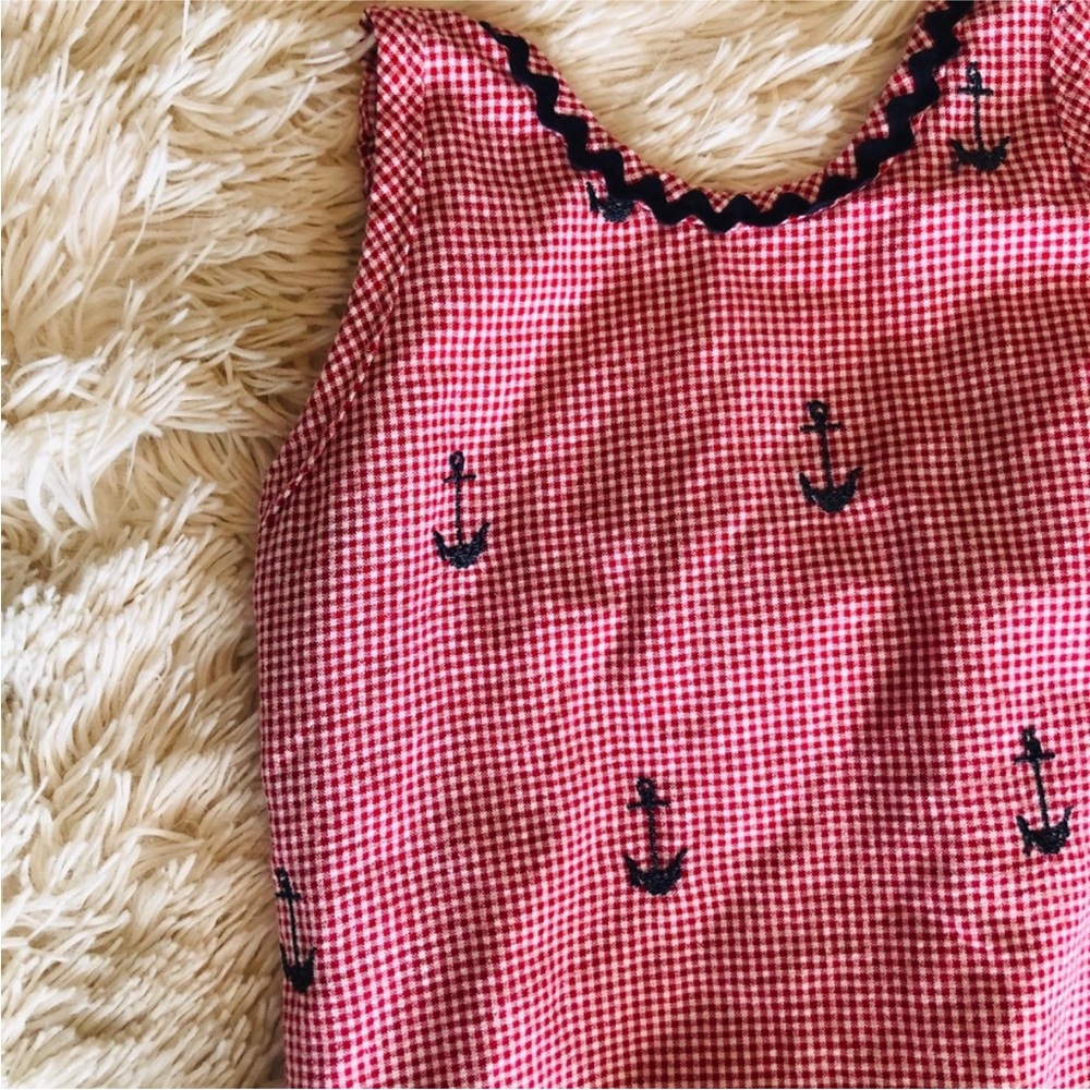 Funtasia Too Girls Nautical Swimsuit Red Gingham Anchors Size 6X - Picture 3 of 7